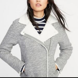 Sherpa Lined Gray Moto Jacket